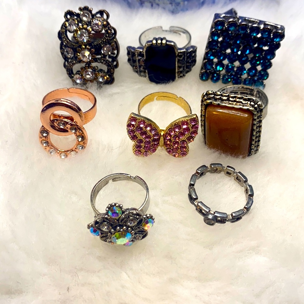 Vintage & New Rings Crystal and Rhinestones